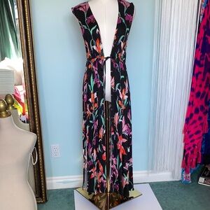 MINKPINK Black Floral Plunge Swim Coverup